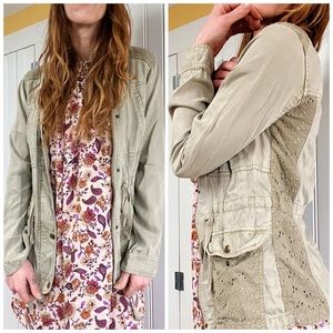 Max Jeans Women Small Utility Jacket Eyelet Trim Detail Cargo Tencel Sage Green